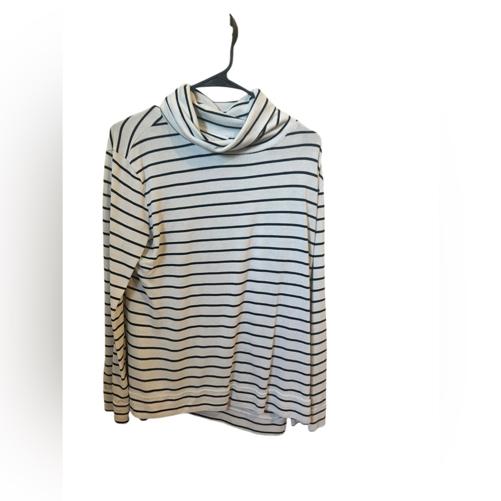 Pink Lily women’s size Medium striped mock neck flowy top